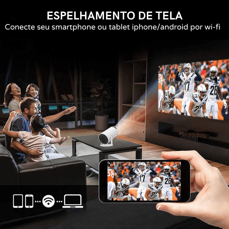 Projetor Portátil 4K Ultra HD Compacto Cinema Multimídia - Casa Elège