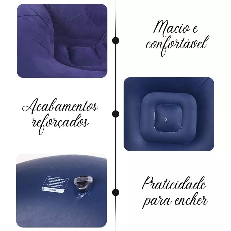 Puff Inflável Redondo Ergonômico Para Sala Compacto - Casa Elège