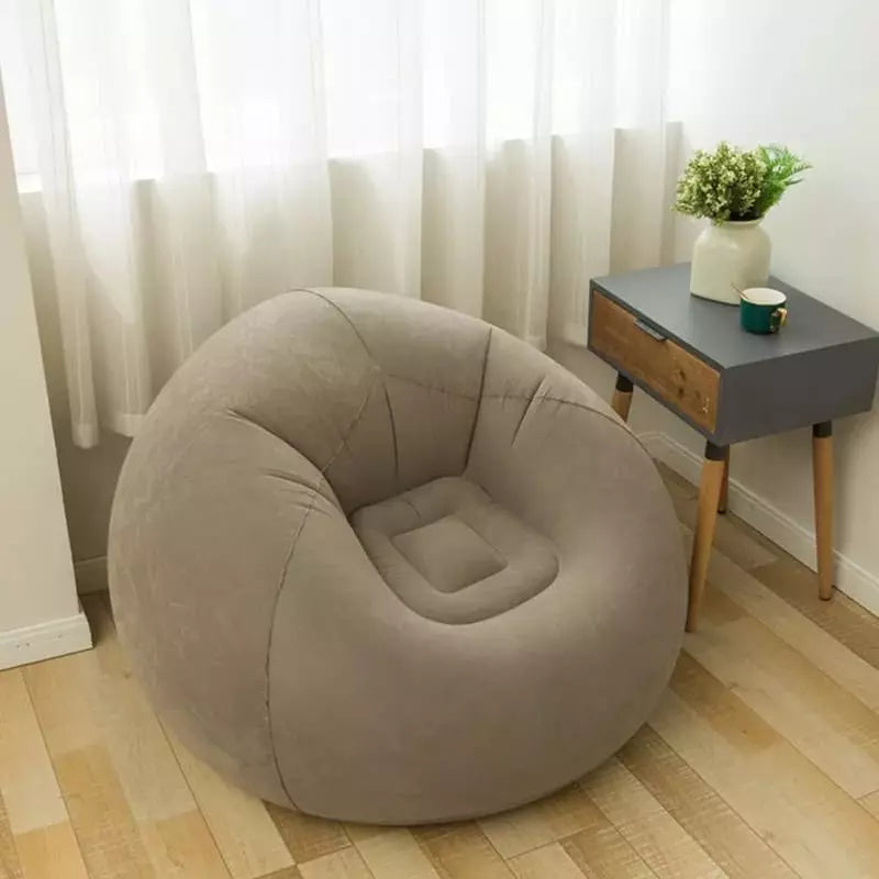 Puff Inflável Redondo Ergonômico Para Sala Compacto - Bege Casa Elège