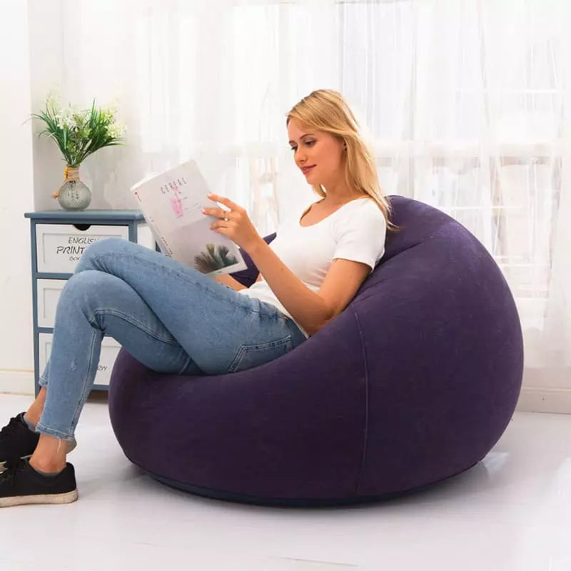 Puff Inflável Redondo Ergonômico Para Sala Compacto - Casa Elège