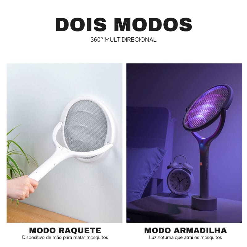 Raquete Elétrica e Armadilha com Lâmpada Noturna - Casa Elège