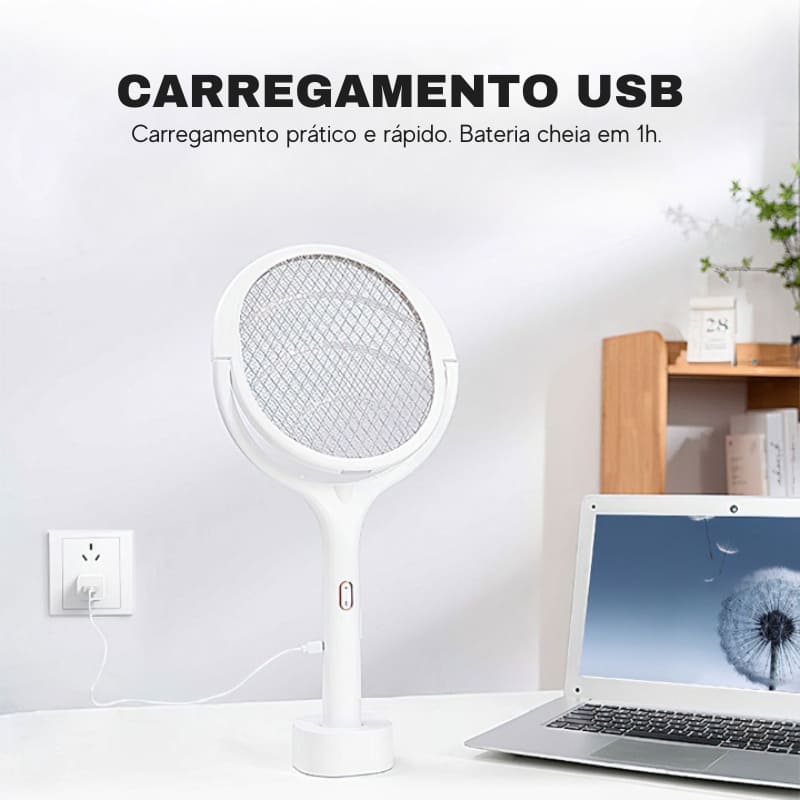 Raquete Elétrica e Armadilha com Lâmpada Noturna - Casa Elège