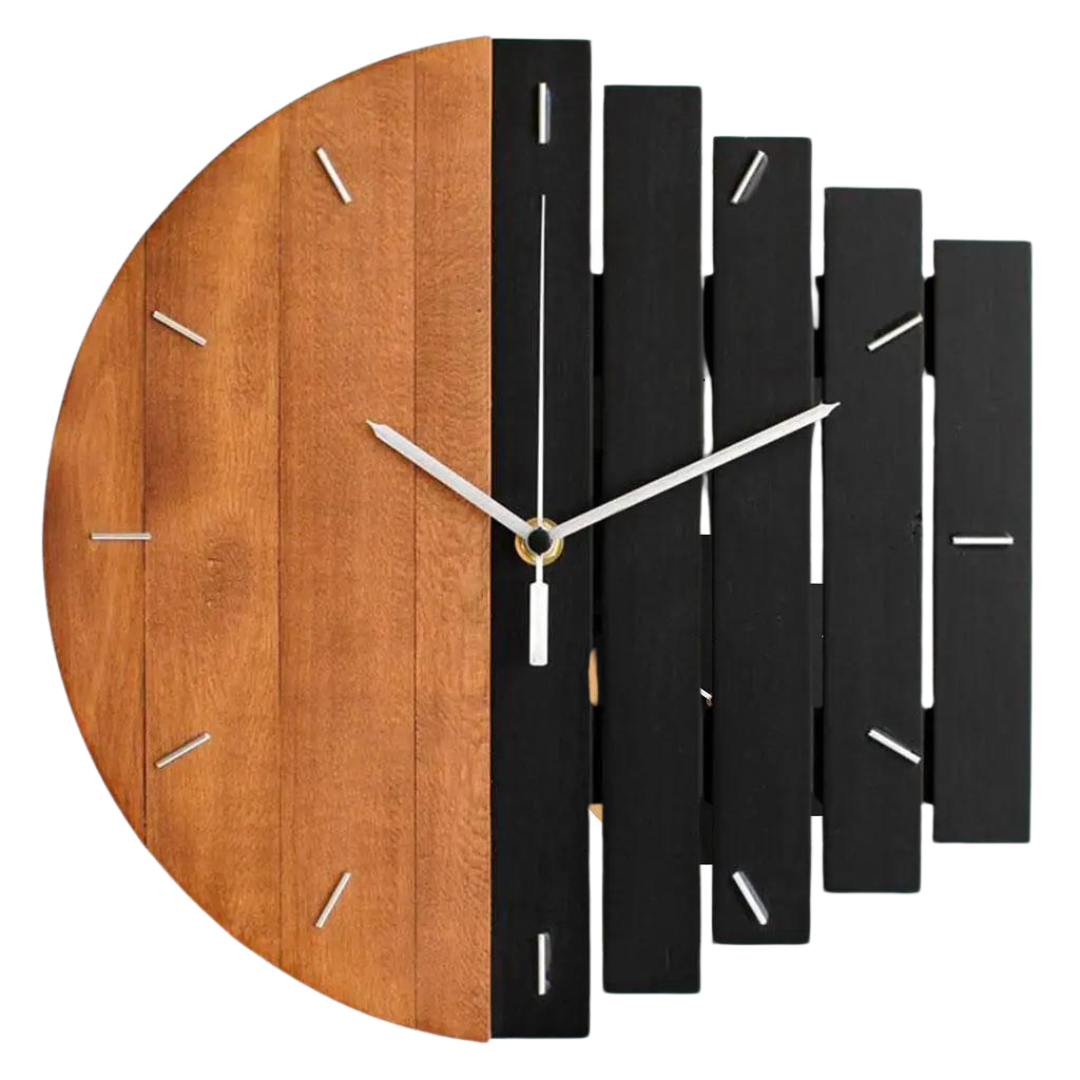 Relógio de Parede Moderno em Metal com Design Elegante - Marrom e Preto Casa Elège