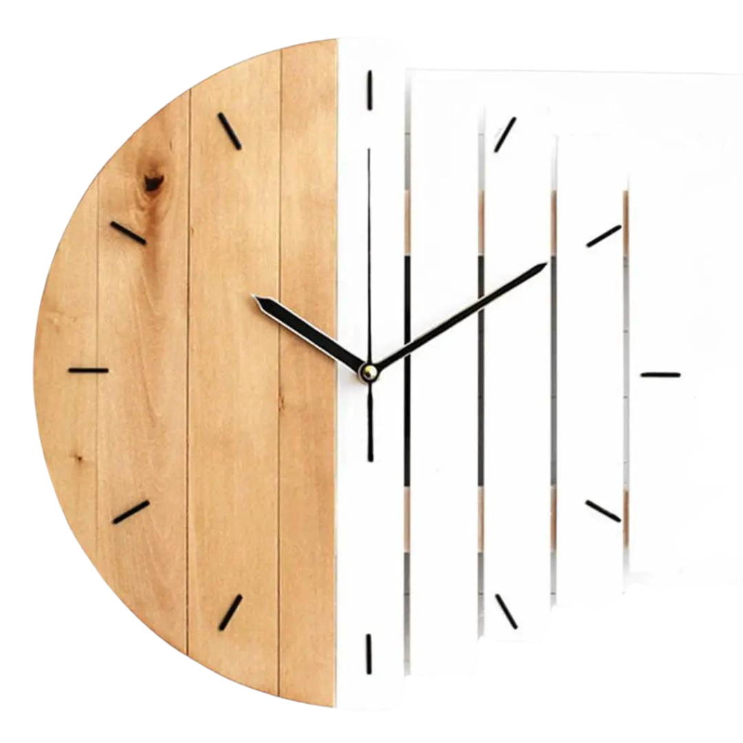 Relógio de Parede Moderno em Metal com Design Elegante - Bege e Branco Casa Elège