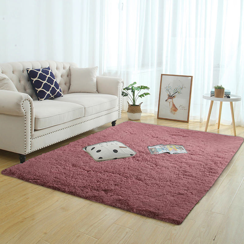 Tapete Felpudo Liso Rosa Escuro Antiderrapante Macio Durável - 160cm x 230cm Casa Elège