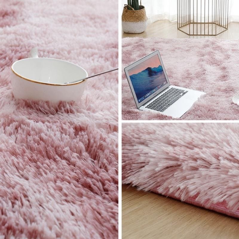 Tapete Felpudo Rosa Mesclado Antiderrapante Para Sala - Casa Elège