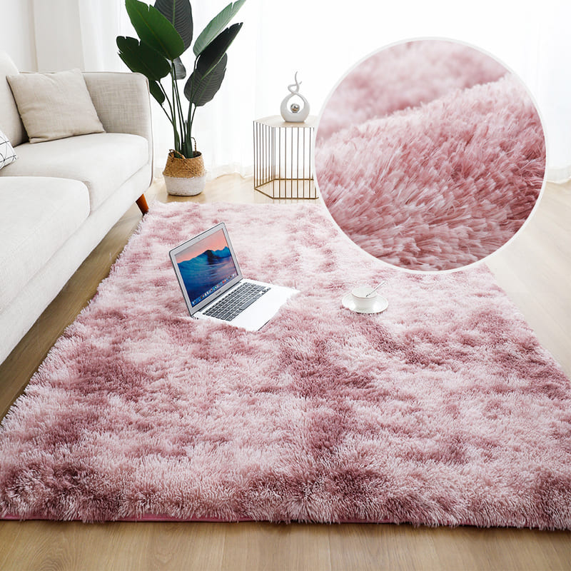 Tapete Felpudo Rosa Mesclado Antiderrapante Para Sala - 160cm x 200cm Casa Elège