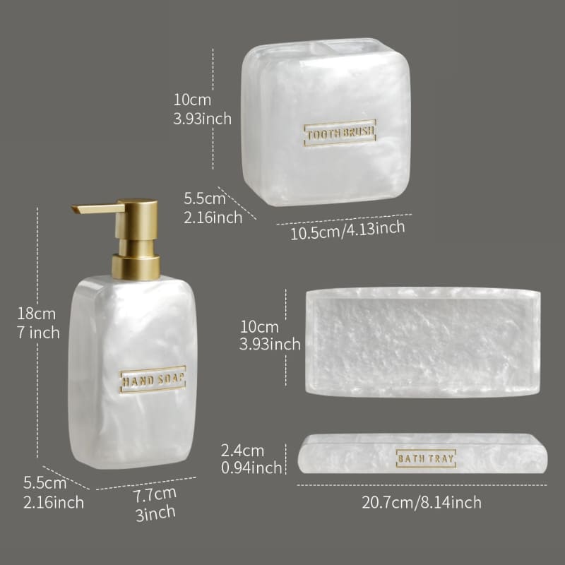 Kit Banheiro em Resina com Acabamento Dourado 3 Peças - Casa Elège