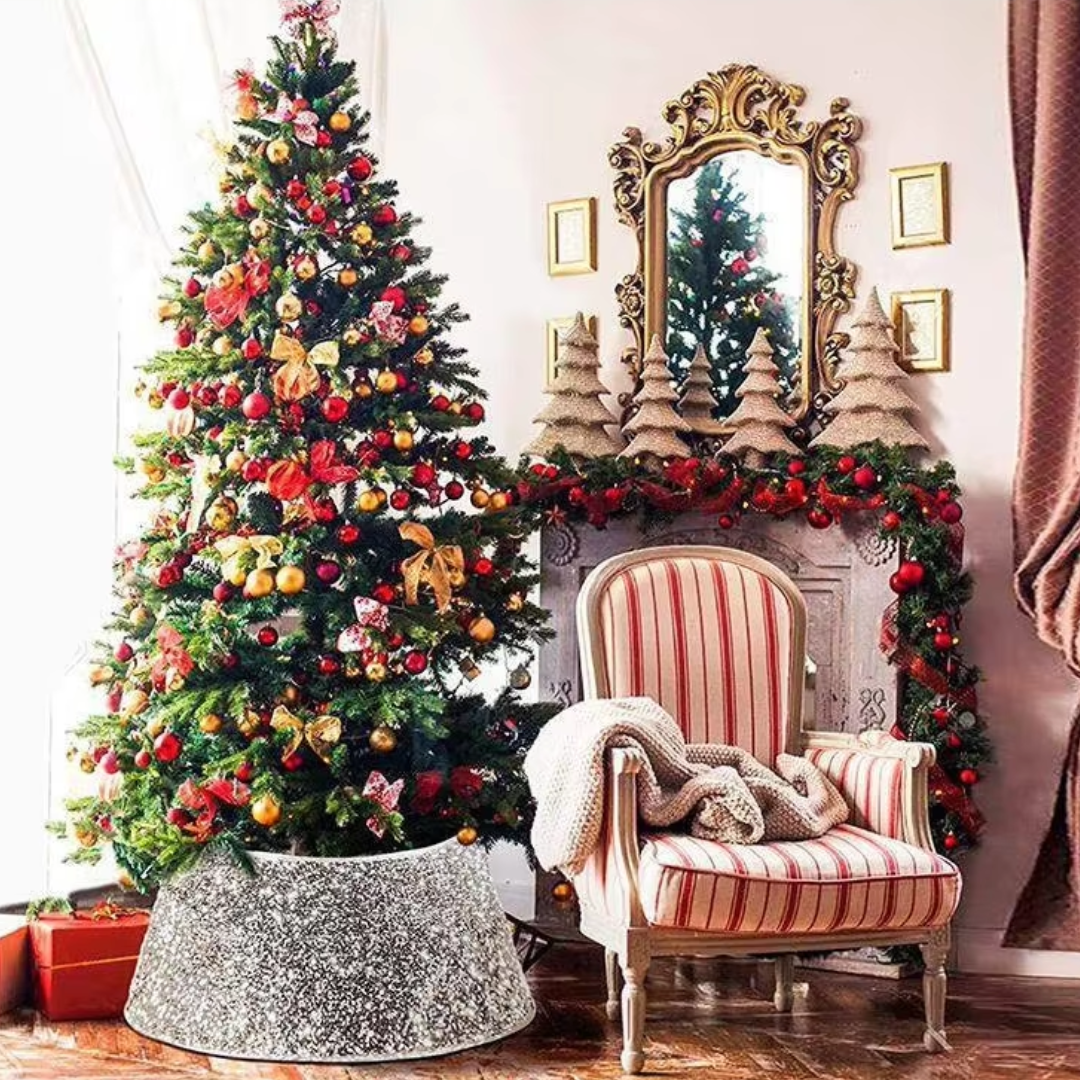 Saia de Árvore de Natal com Lantejoulas Impressas Elegante - Casa Elège