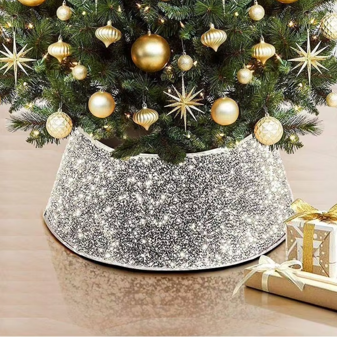 Saia de Árvore de Natal com Lantejoulas Impressas Elegante - Casa Elège