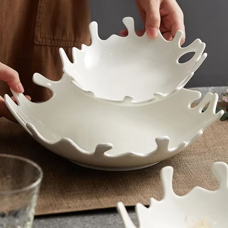 Saladeira de Cerâmica Irregular para Mesa Posta Sofisticada - Casa Elège