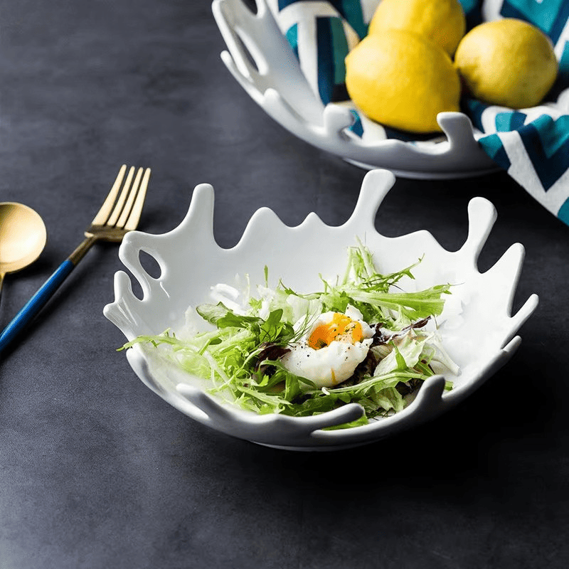 Saladeira de Cerâmica Irregular para Mesa Posta Sofisticada - Casa Elège