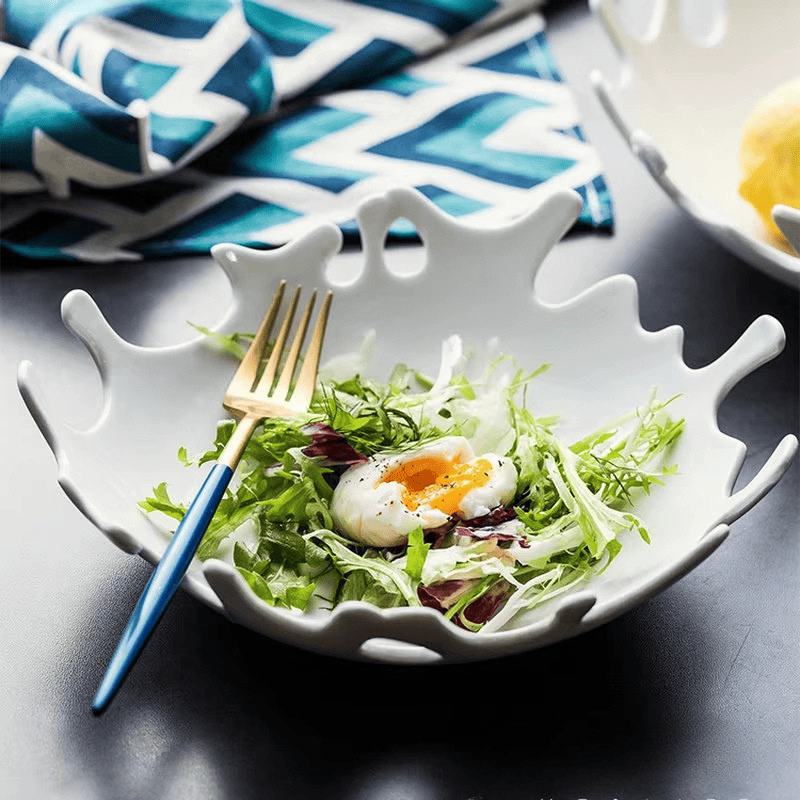 Saladeira de Cerâmica Irregular para Mesa Posta Sofisticada - Casa Elège