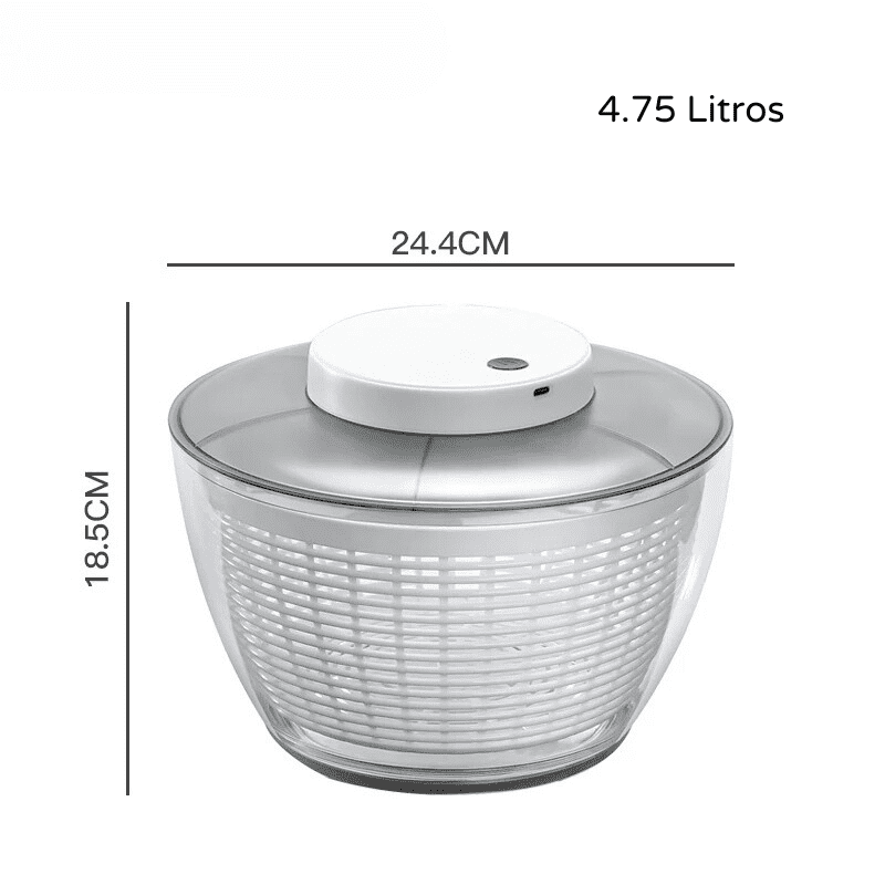 Secador de Salada Elétrico Centrífuga Recarregável - 4.75L Casa Elège