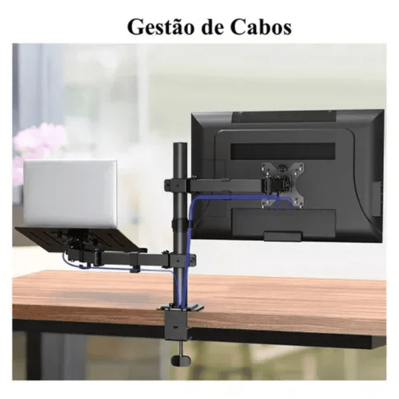 Suporte Para Monitor e Notebook Articulado em Aço Giratório - Casa Elège