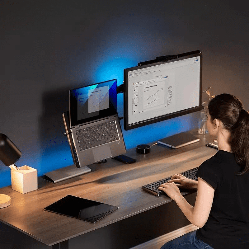 Suporte Para Monitor e Notebook Articulado em Aço Giratório - Casa Elège