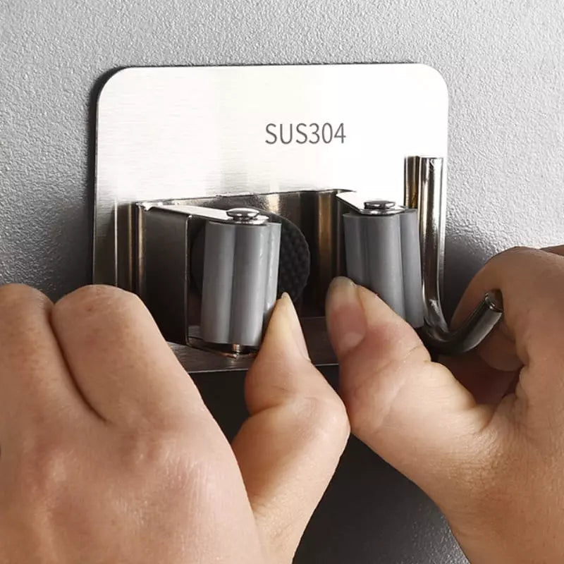 Suporte de Vassoura em Aço Inox e Adesivo de Parede - Inox 1uni Casa Elège