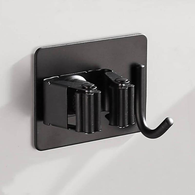 Suporte de Vassoura em Aço Inox e Adesivo de Parede - Preto 1uni Casa Elège