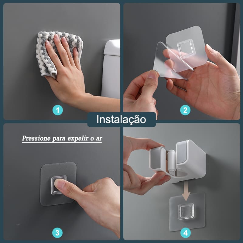 Suporte de Vassoura e Rodo com Adesivo de Parede - Casa Elège