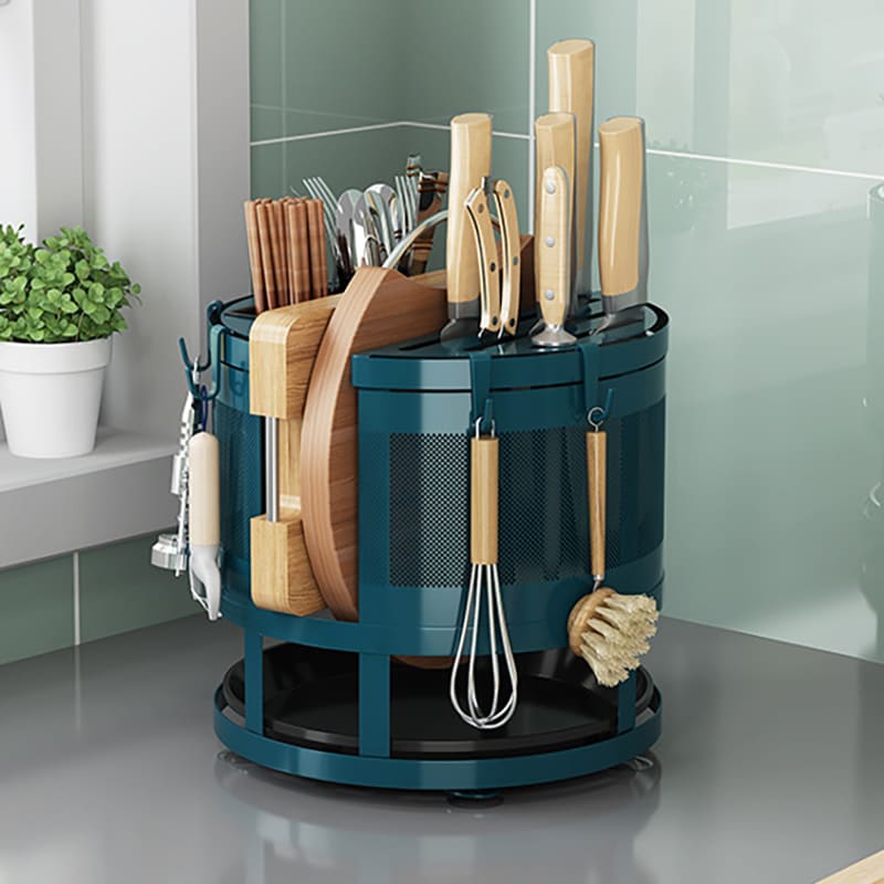 Suporte para Facas e Utensílios com Compartimentos e Alça - Azul Casa Elège