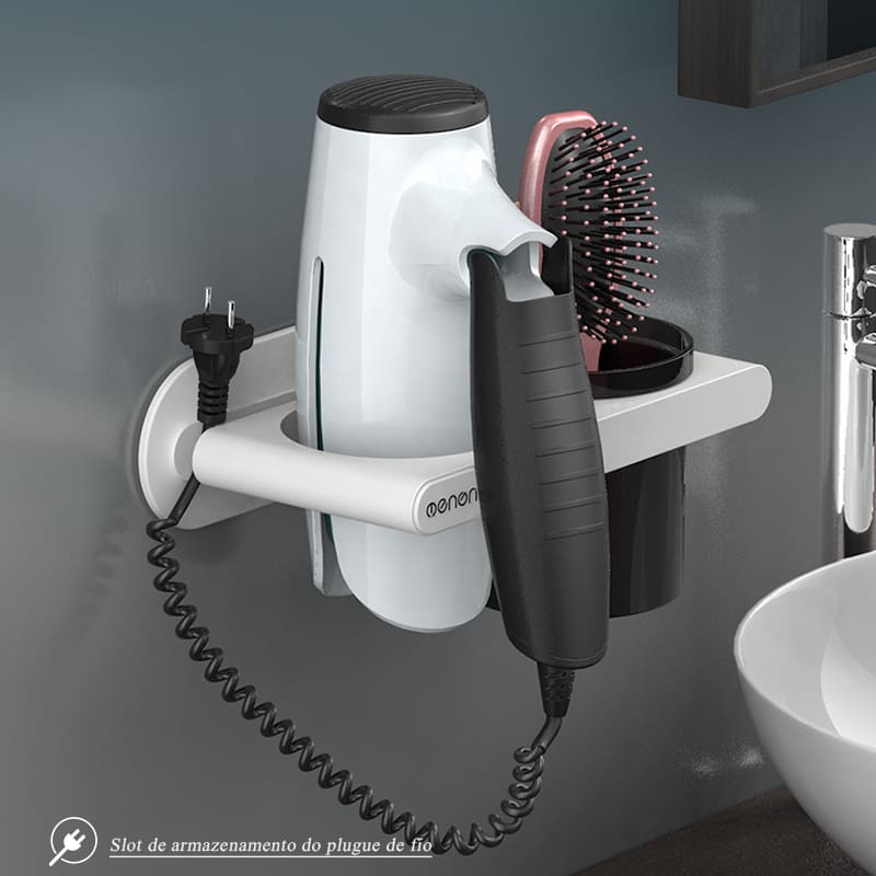 Suporte de Parede para Secador em Aço Inox Compacto - Casa Elège