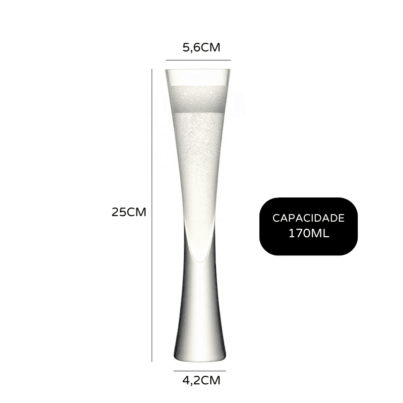 Taça de Champanhe em Cristal Levigado para Espumantes - Casa Elège