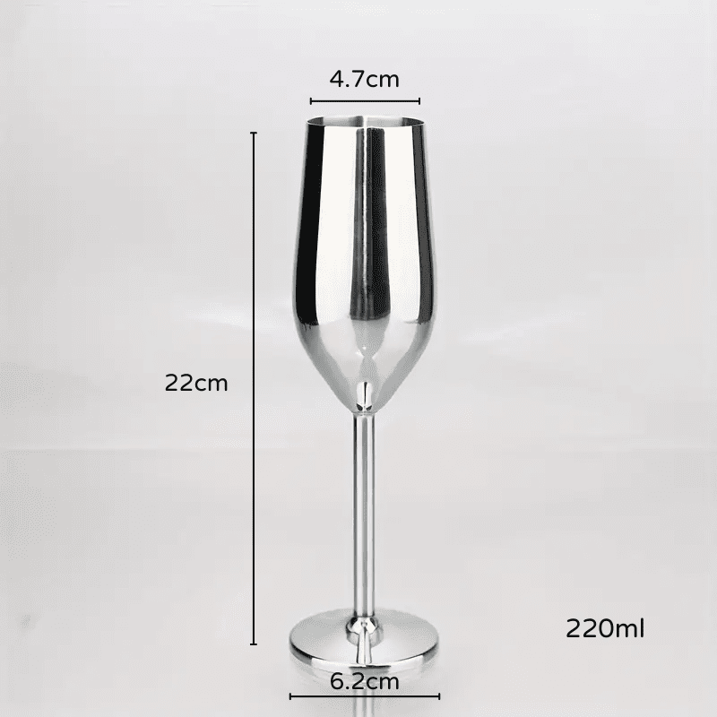 Taça de Champanhe Inox Colorida Inquebrável Espumante - Prata Casa Elège