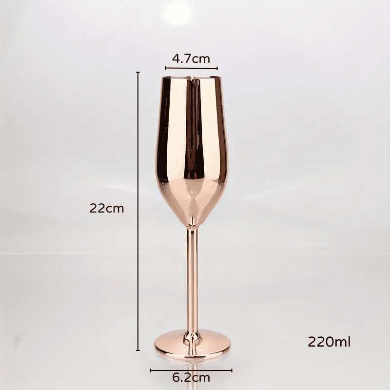 Taça de Champanhe Inox Colorida Inquebrável Espumante - Bronze Casa Elège