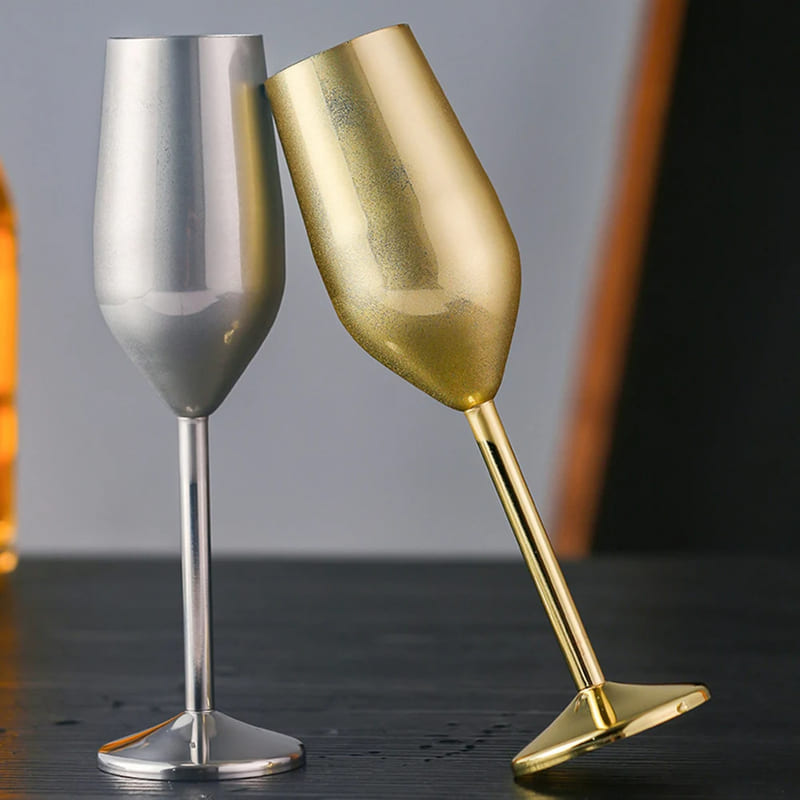Taça de Champanhe Inox Colorida Inquebrável Espumante - Casa Elège
