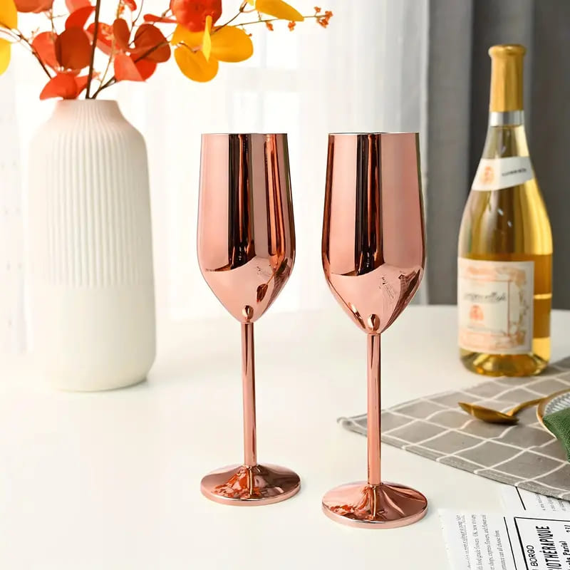 Taça de Champanhe Inox Colorida Inquebrável Espumante - Casa Elège