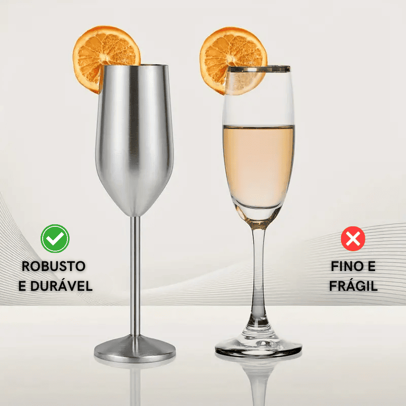 Taça de Champanhe Inox Colorida Inquebrável Espumante - Casa Elège
