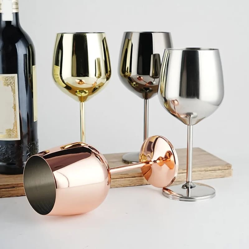 Taça de Vinho Inox Inquebrável Colorida Sofisticada 4 Cores - Casa Elège