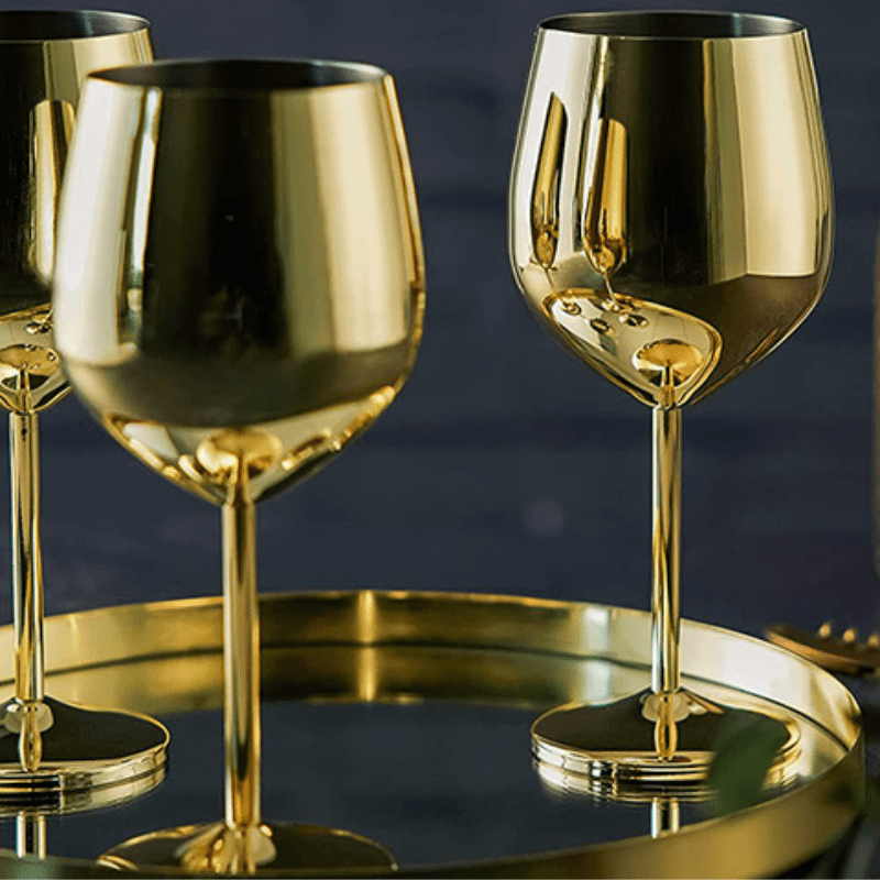 Taça de Vinho Inox Inquebrável Colorida Sofisticada 4 Cores - Casa Elège