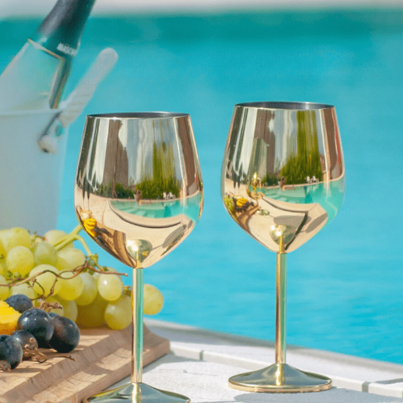 Taça de Vinho Inox Inquebrável Colorida Sofisticada 4 Cores - Casa Elège
