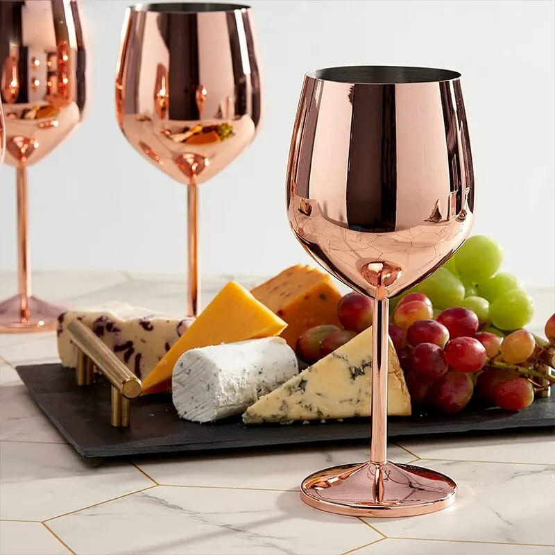 Taça de Vinho Inox Inquebrável Colorida Sofisticada 4 Cores - Casa Elège