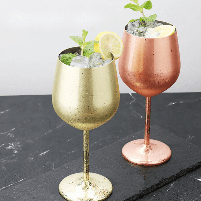 Taça de Vinho Inox Inquebrável Colorida Sofisticada 4 Cores - Casa Elège