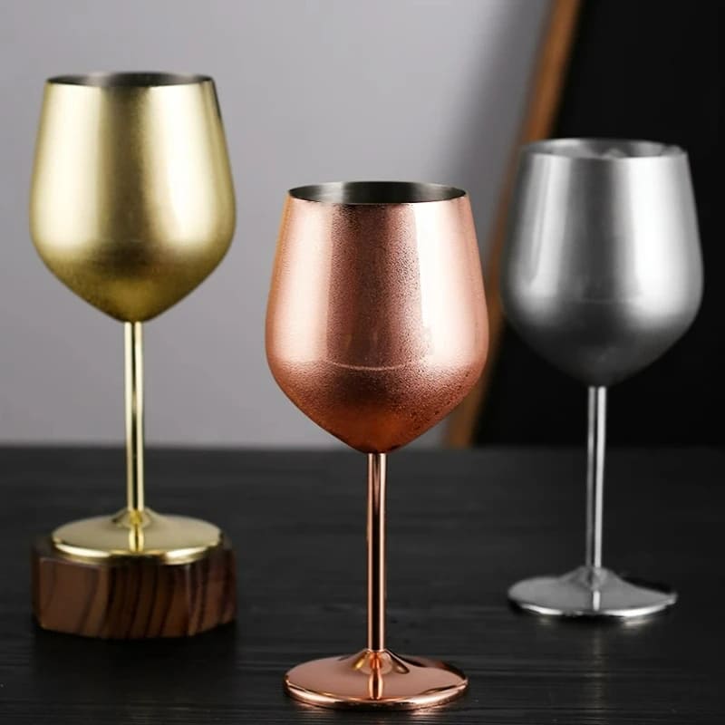 Taça de Vinho Inox Inquebrável Colorida Sofisticada 4 Cores - Casa Elège