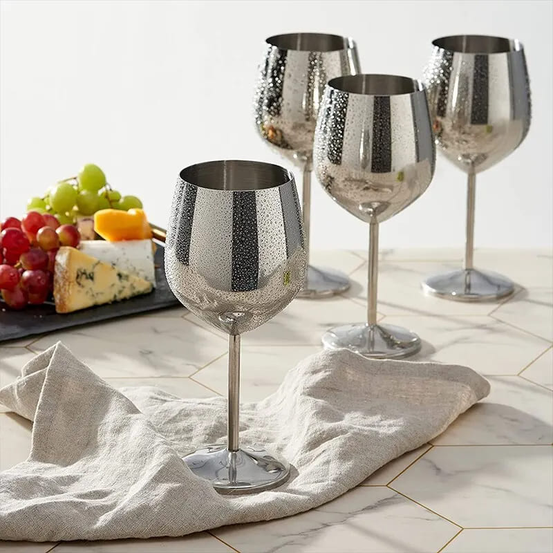 Taça de Vinho Inox Inquebrável Colorida Sofisticada 4 Cores - Casa Elège