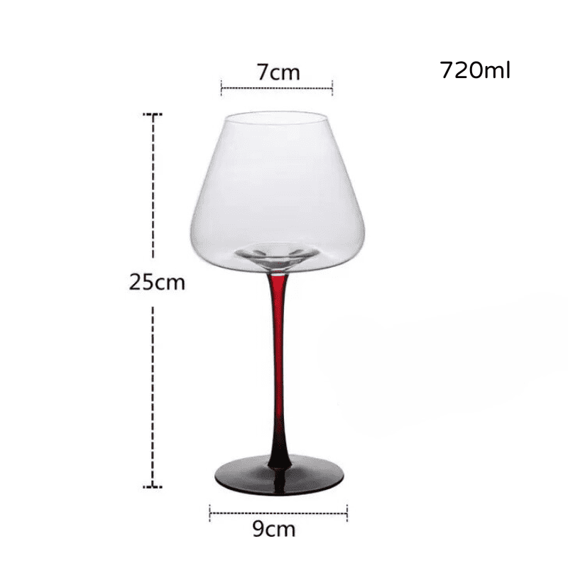 Taça de Vinho em Cristal com Haste Vermelha Elegante - Casa Elège