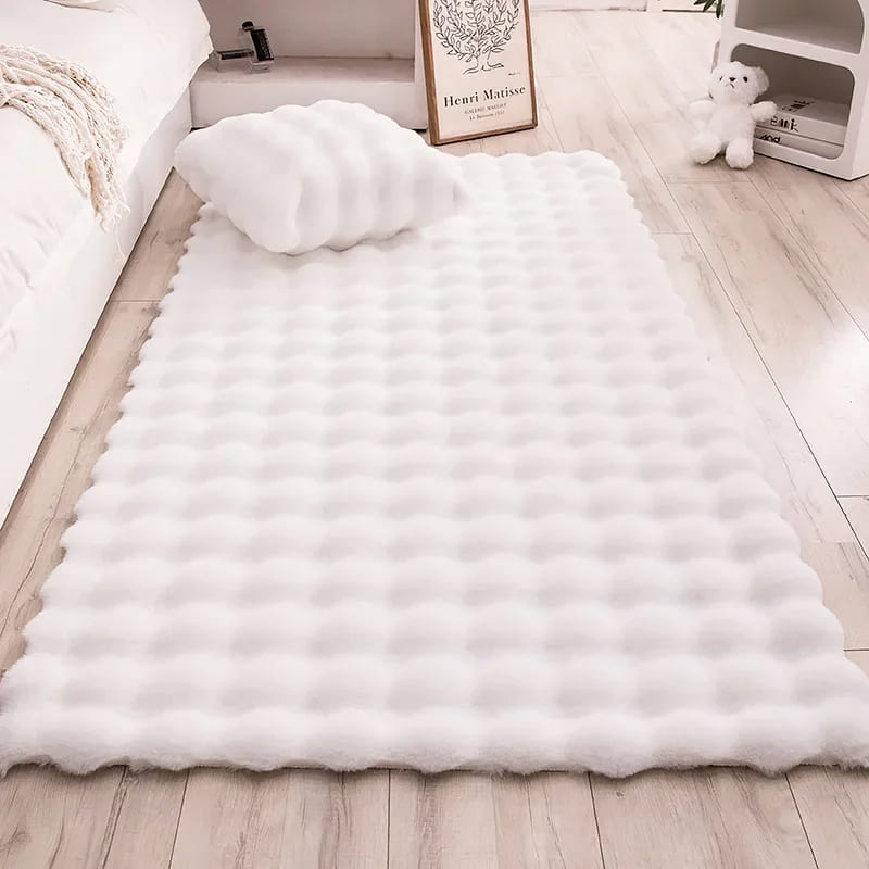 Tapete Pelúcia Antiderrapante Felpudo Lavável Cinza - Branco Casa Elège