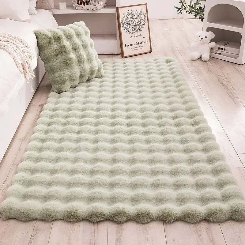 Tapete Pelúcia Antiderrapante Felpudo Lavável Cinza - Verde Casa Elège