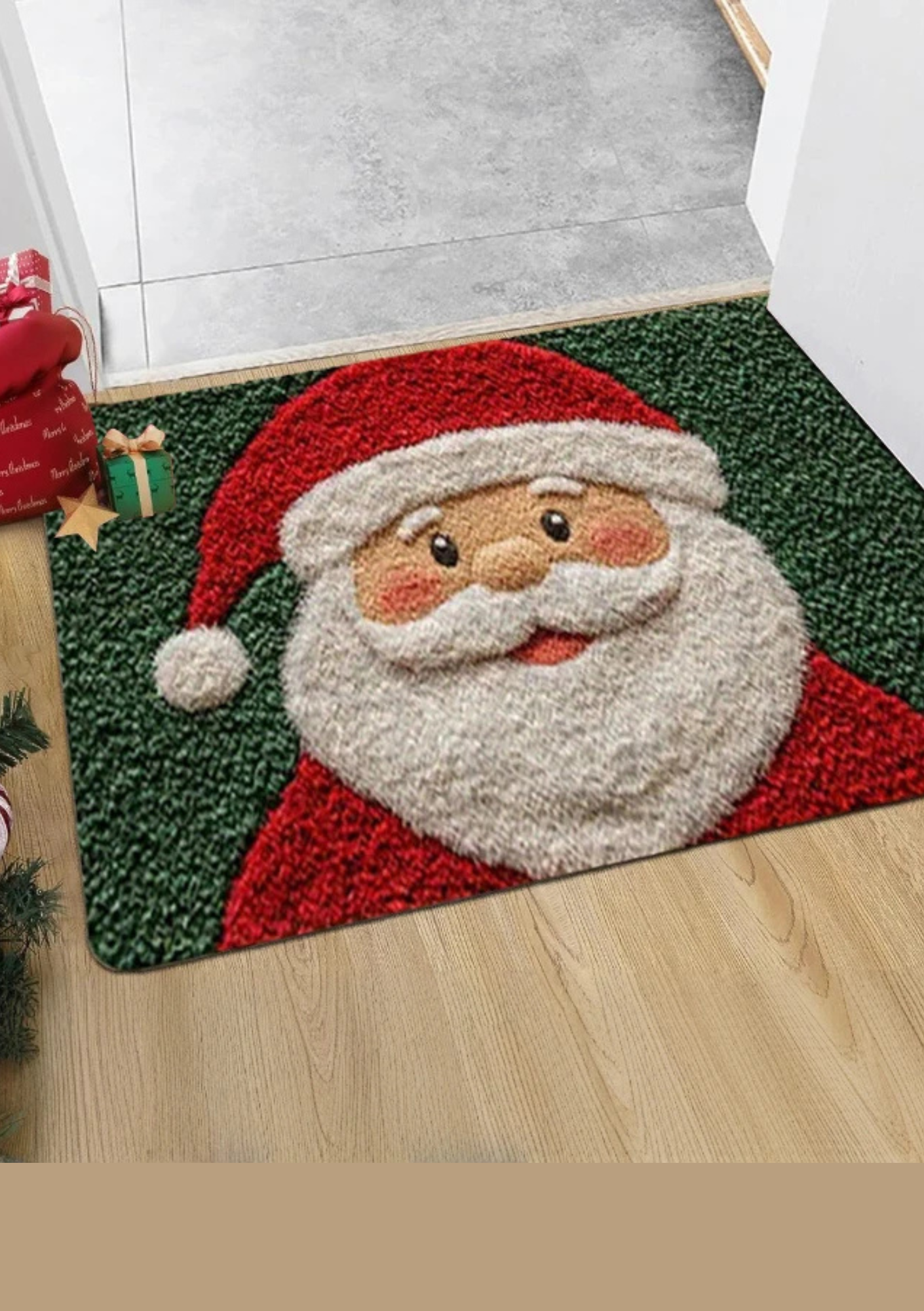 Tapete de Porta Natalino Antiderrapante com Papai Noel - Papai Noel 1 40x60 Casa Elège