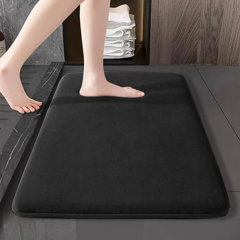 Tapete de Banheiro em Veludo Antiderrapante Absorvente - Preto Casa Elège