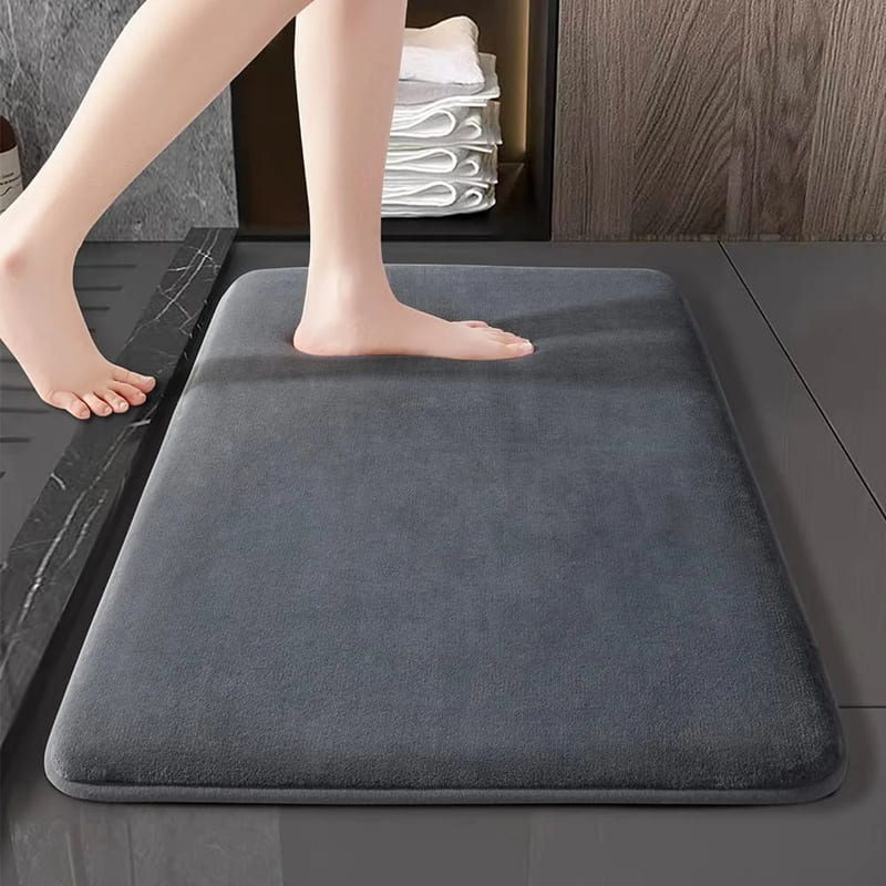 Tapete de Banheiro em Veludo Antiderrapante Absorvente - Cinza Casa Elège