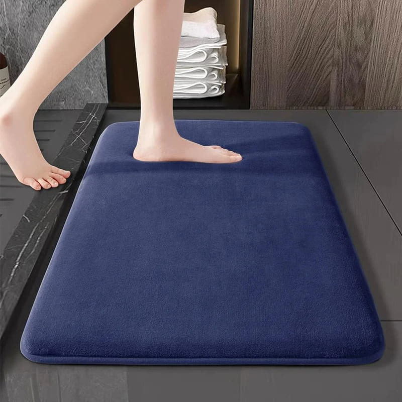 Tapete de Banheiro em Veludo Antiderrapante Absorvente - Azul Casa Elège