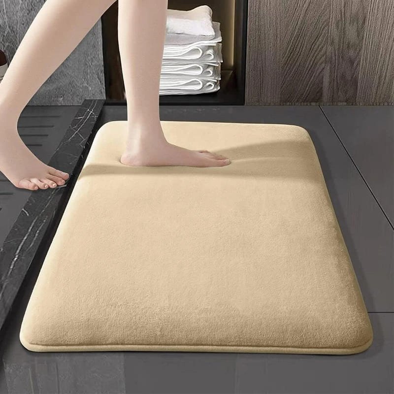 Tapete de Banheiro em Veludo Antiderrapante Absorvente - Bege Casa Elège