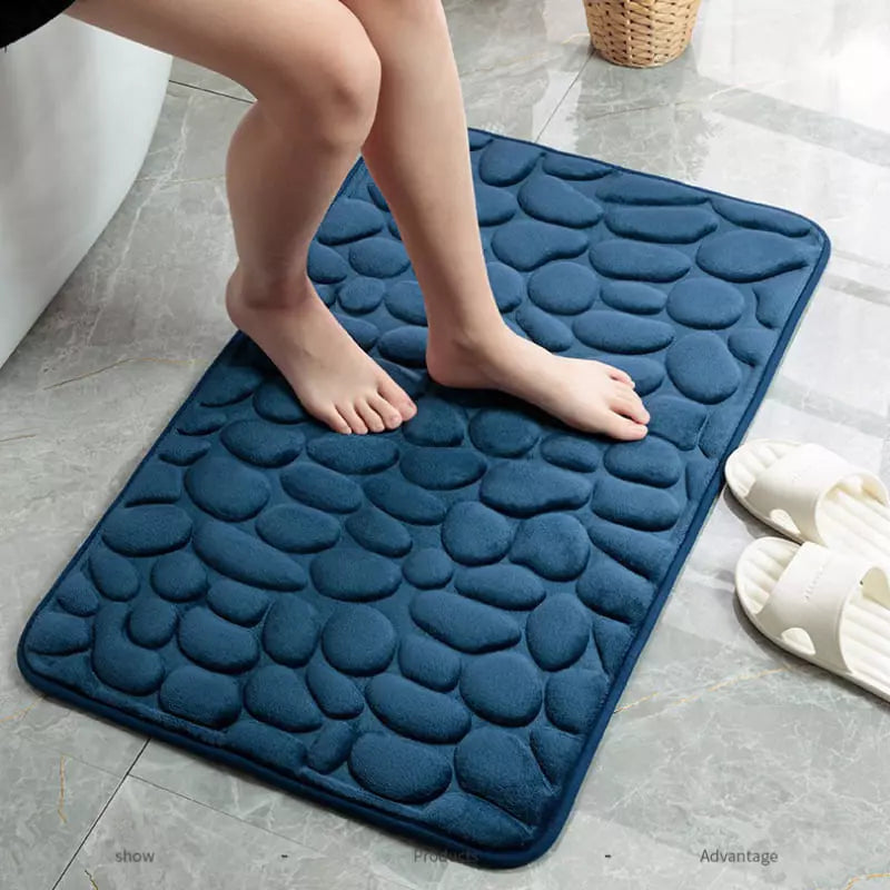 Tapete Antiderrapante Absorvente Para Banheiro Macio - Azul Escuro Casa Elège