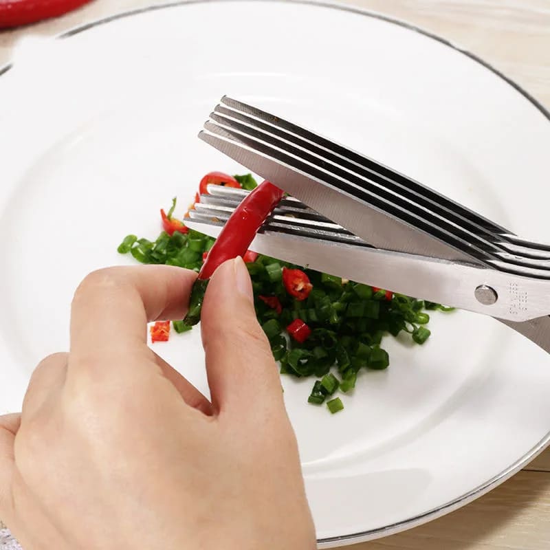 Tesoura De Picotar Aço Inox 5 Lâminas Compacta Para Ervas - Casa Elège
