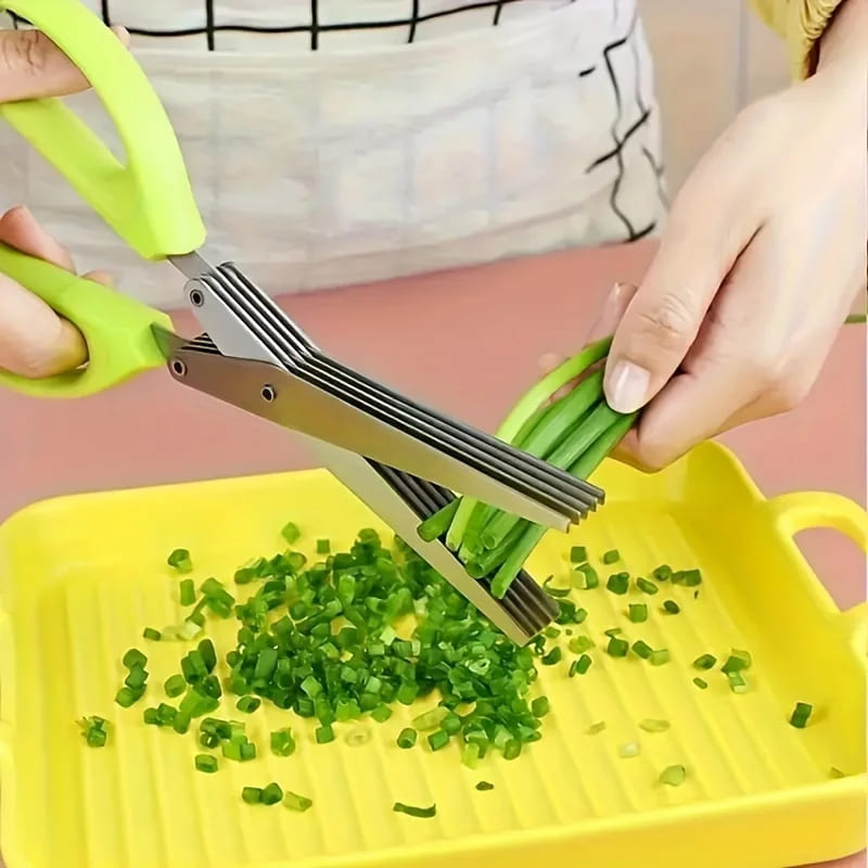 Tesoura De Picotar Aço Inox 5 Lâminas Compacta Para Ervas - Casa Elège