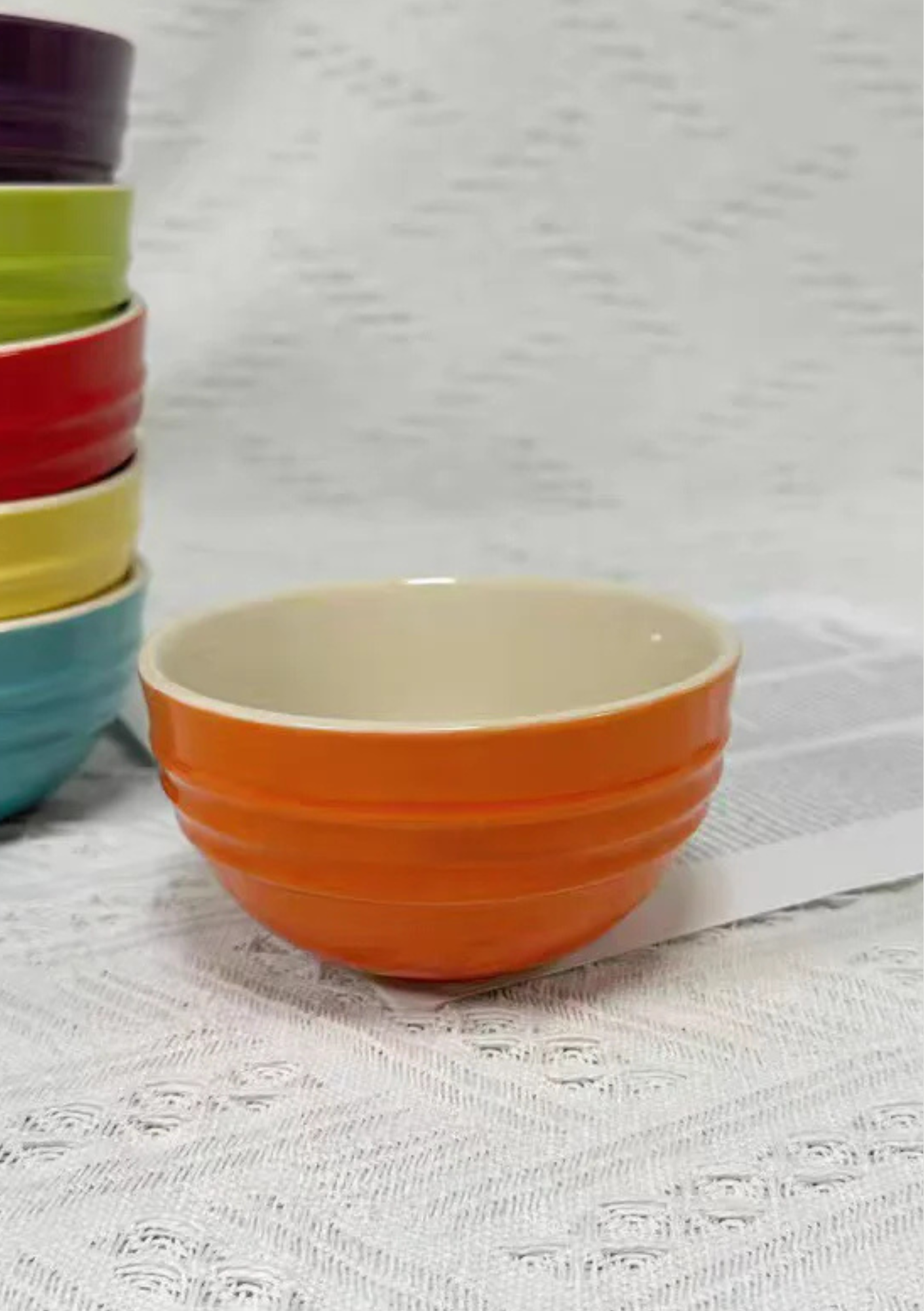 Tigela De Cerâmica Alta Com Esmalte Liso Para Sopas - Laranja 12cm Casa Elège